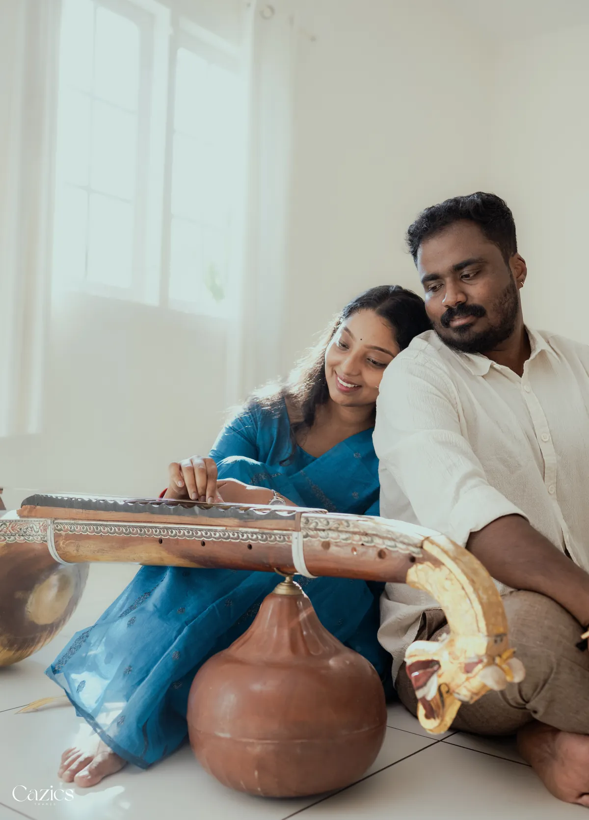 Deepak and Karuna with traditional veena
